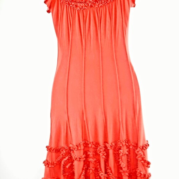 🫶Unique Medium Catherine Malandrino Orange Midi summer fashion party dress - Picture 9 of 11